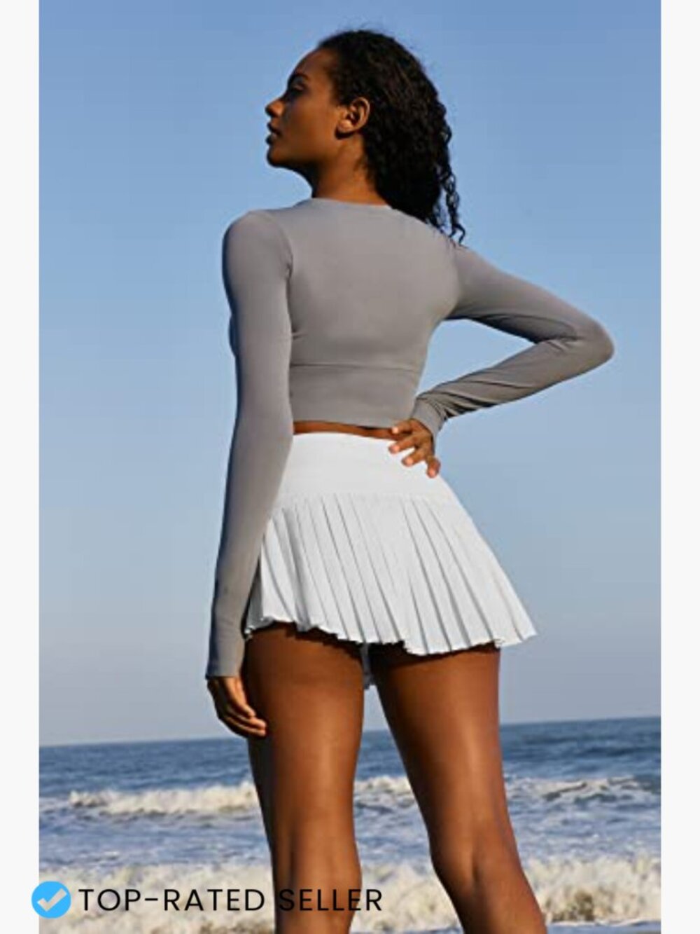 Pleated Tennis Skort with Built-in Shorts High Rise 2-in-1 Athletic Skirt with - Picture 6 of 7